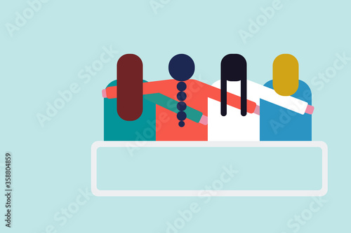 Illustration of four friends sitting together
