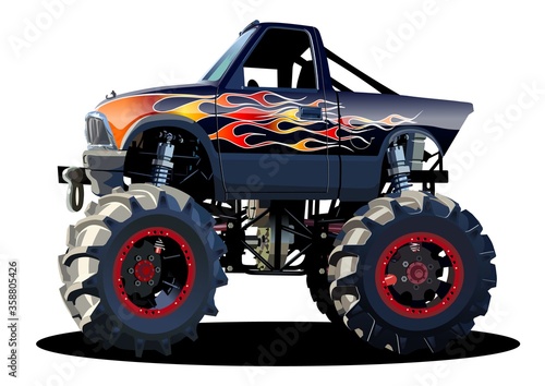 Cartoon Monster Truck. Available EPS-10 separated by groups and layers with transparency effects for one-click repaint