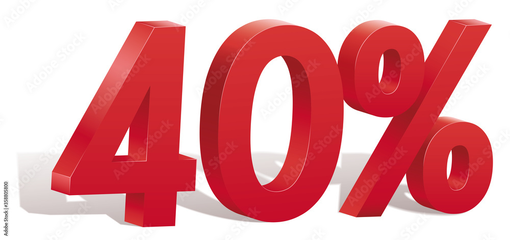 40 percent discount symbol with shadow. Poster to announce sales. The file contains opacity mask. 40 percent discount symbol with shadow. Poster to announce sales. The file contains opacity mask.