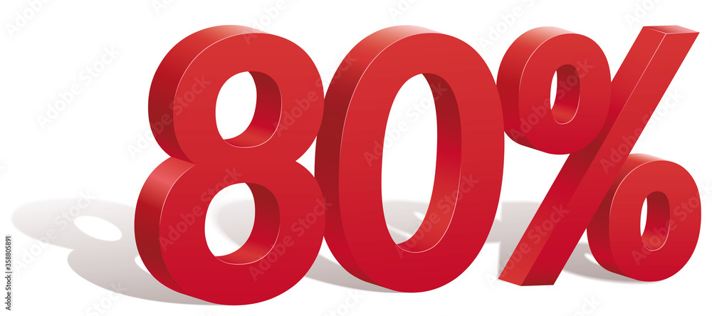 80 percent discount symbol with shadow. Poster to announce sales. The file contains opacity mask. 80 percent discount symbol with shadow. Poster to announce sales. The file contains opacity mask.