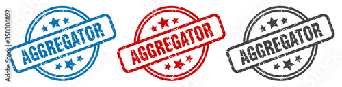 aggregator stamp. aggregator round isolated sign. aggregator label set