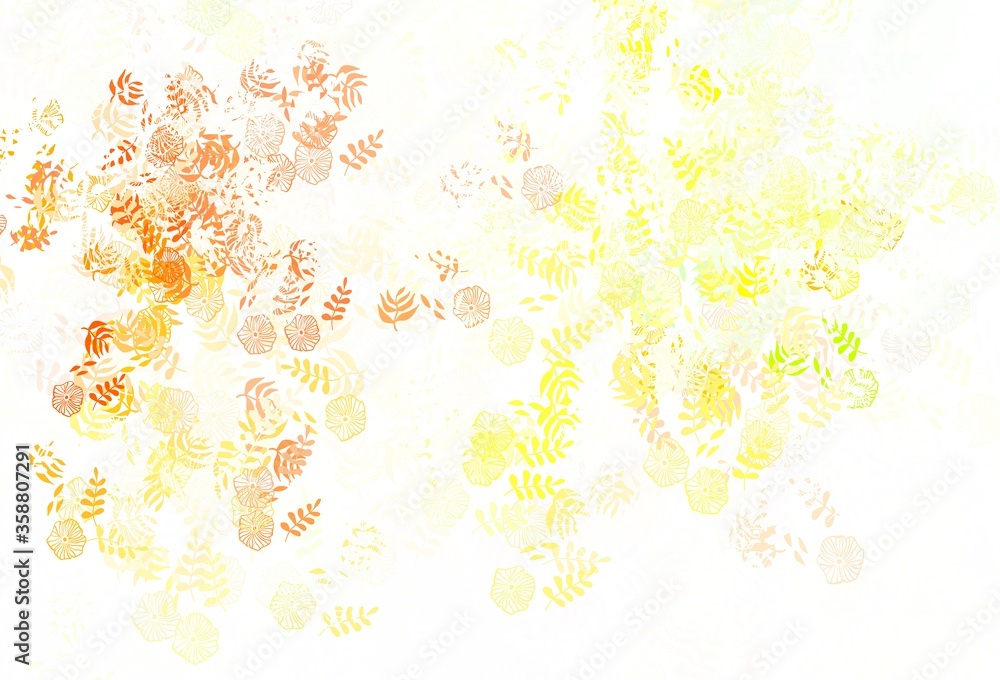 Light Pink, Green vector doodle layout with leaves, flowers.