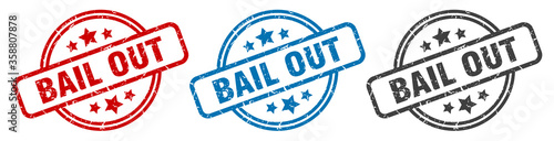 bail out stamp. bail out round isolated sign. bail out label set