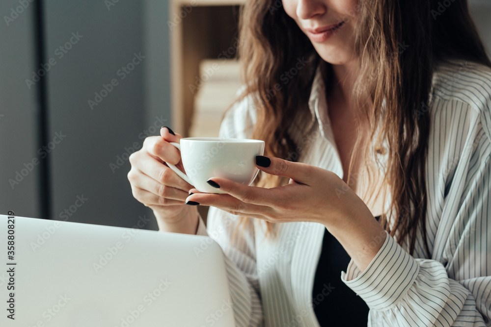 Portrait of Young Adult Girl Working From Home, Freelance and Remote Work Concept Portrait of Young Adult Girl Working From Home, Freelance and Remote Work Concept