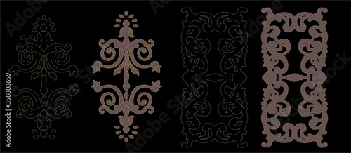 Outline floral pattern,pattern decorative design tattoo,calligraphic vector,Ornate scroll and decorative design elements