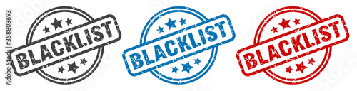 blacklist stamp. blacklist round isolated sign. blacklist label set