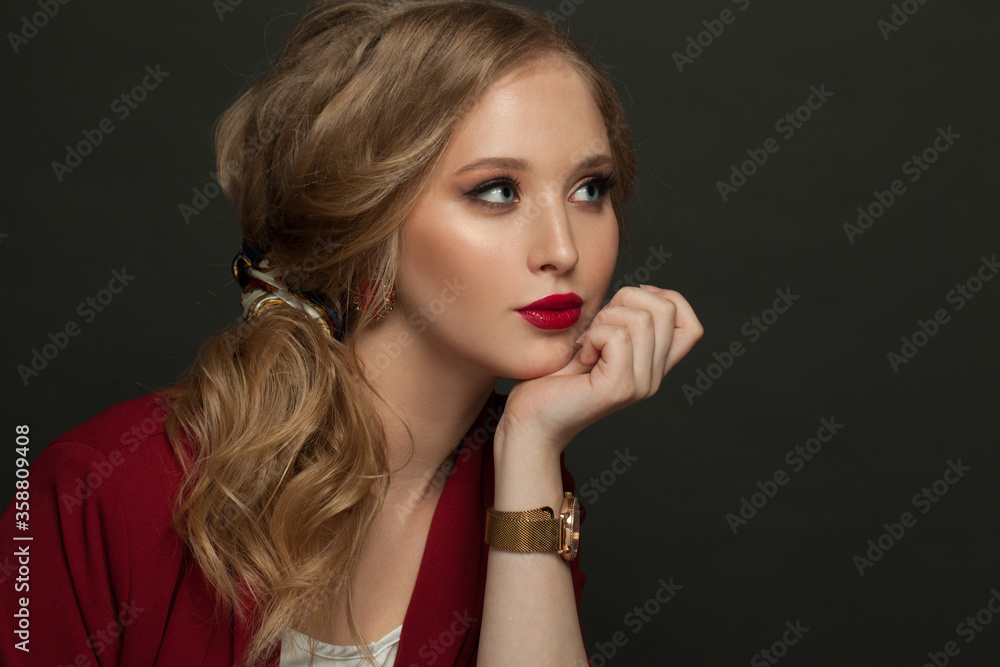 Nice woman on black background Nice woman on black background