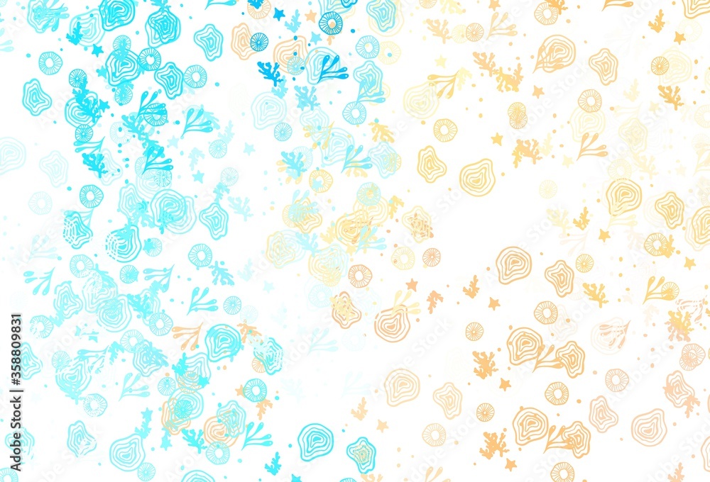 Light Blue, Yellow vector background with abstract shapes.