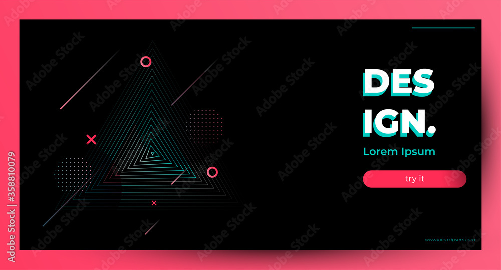 modern dark black hipster banner or flyer template with pink line color. cyberpunk theme and trendy layout design. for advertising or web design element. vector illustration modern dark black hipster banner or flyer template with pink line color. cyberpunk theme and trendy layout design. for advertising or web design element. vector illustration