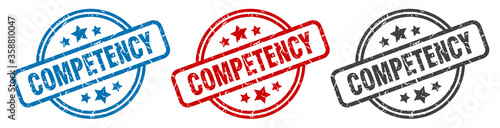 competency stamp. competency round isolated sign. competency label set