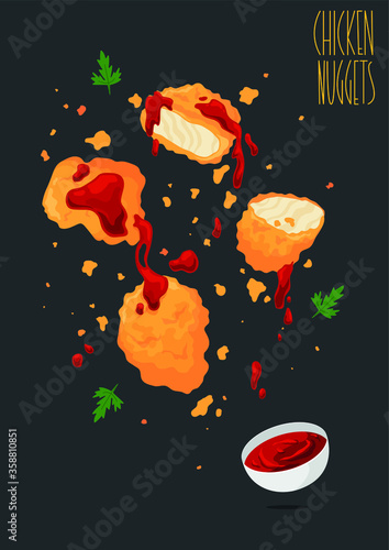 Chicken Nuggets.  Fried chicken. Vector illustration