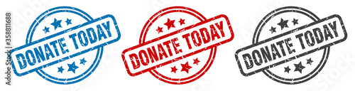 donate today stamp. donate today round isolated sign. donate today label set