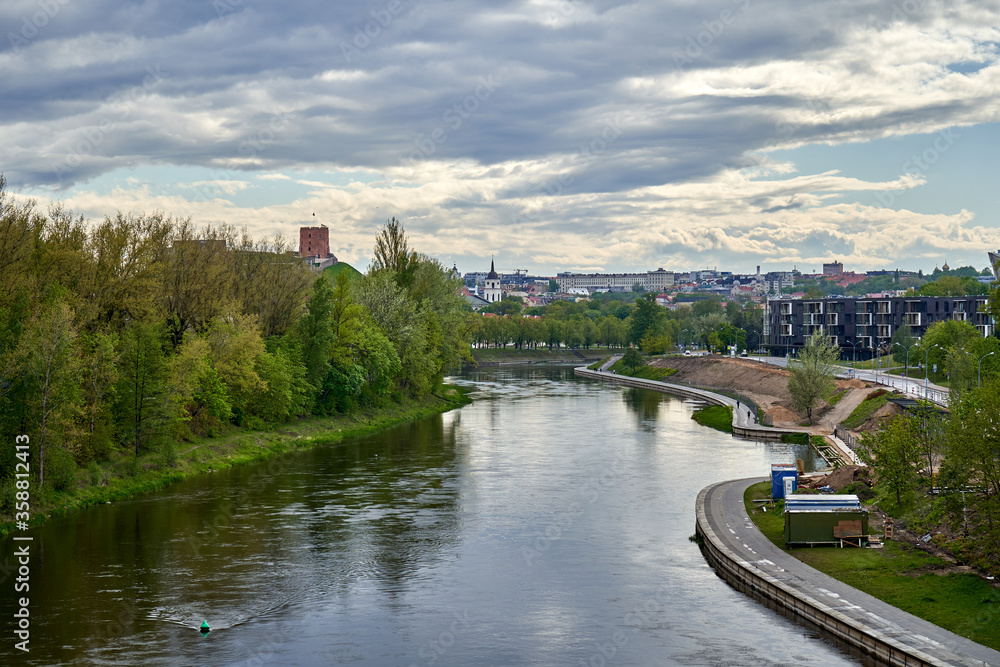 River and Vilnius skyline in the background River and Vilnius skyline in the background