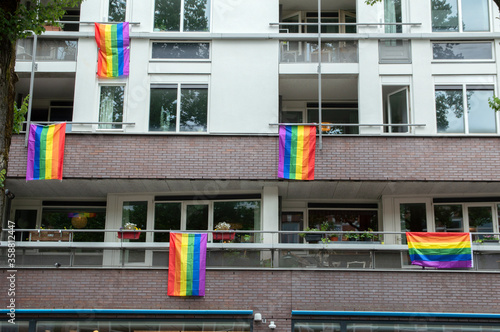 LBGT Flags Against Gay Violence At Amsterdam East The Netherlands 18-6-2-2020 photo