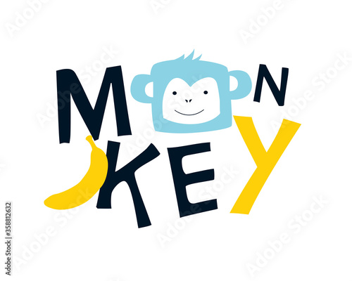 Hand drawing cool monkey vector illustration for the t-shirt design with slogan. Vector illustration design for fashion fabrics, textile graphics, prints.