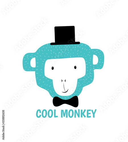 Hand drawing cool monkey vector illustration for the t-shirt design with slogan. Vector illustration design for fashion fabrics, textile graphics, prints.
