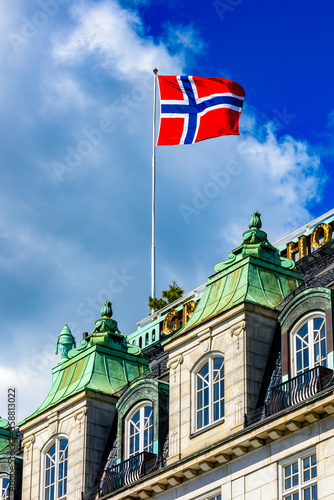 Norwegian national flag, Oslo, the capital of Norway