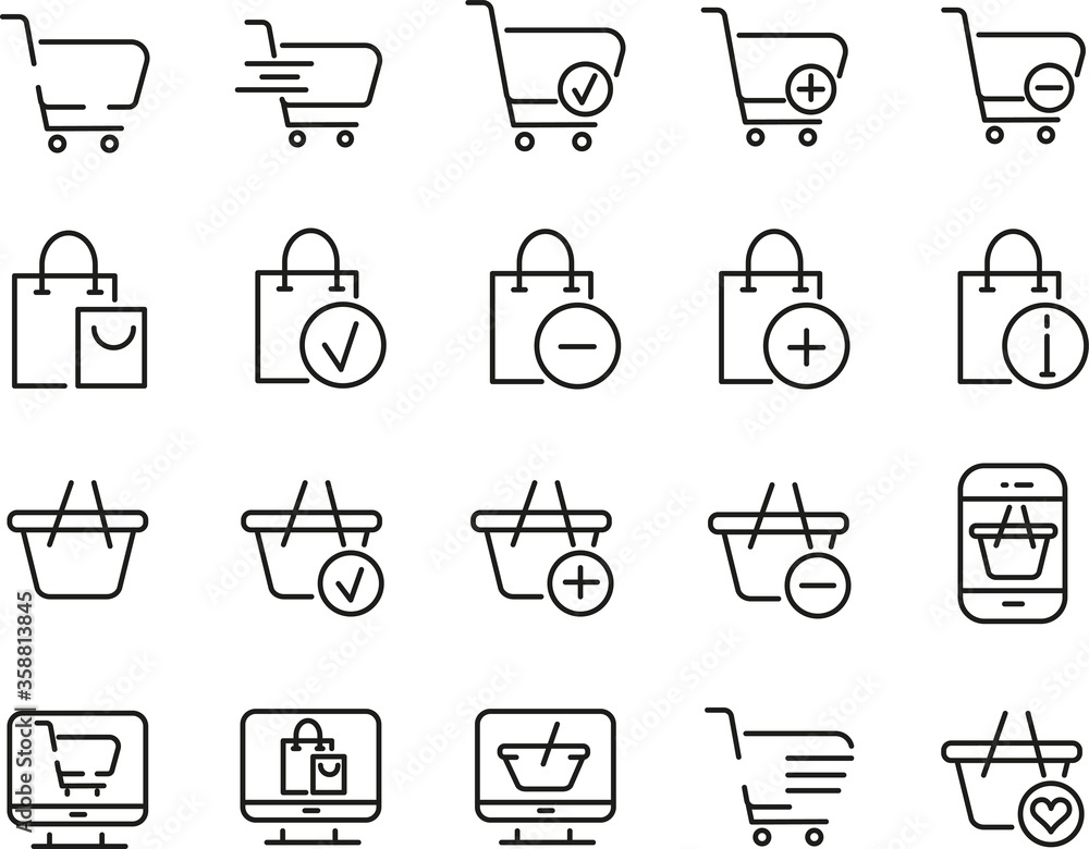 Set of Shopping Cart Icons. Collection of Web Icons for Online Store, from Various Cart Icons in Various Shapes. Premium Quality Set of Shopping Cart Icons. Collection of Web Icons for Online Store, from Various Cart Icons in Various Shapes. Premium Quality