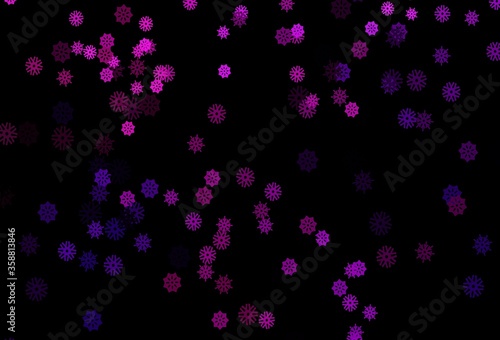 Dark Pink, Blue vector cover with beautiful snowflakes.