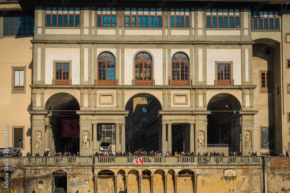 FLORENCE, TUSCANY / ITALY - DECEMBER 27 2019: Florence famous building and atchitecture