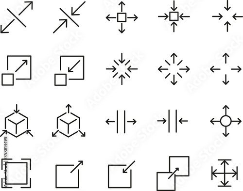 Set of Scaling Related Vector Line Icons. Contains such Icons as Increase, Decrease, Resize and more. Perfect Quality.