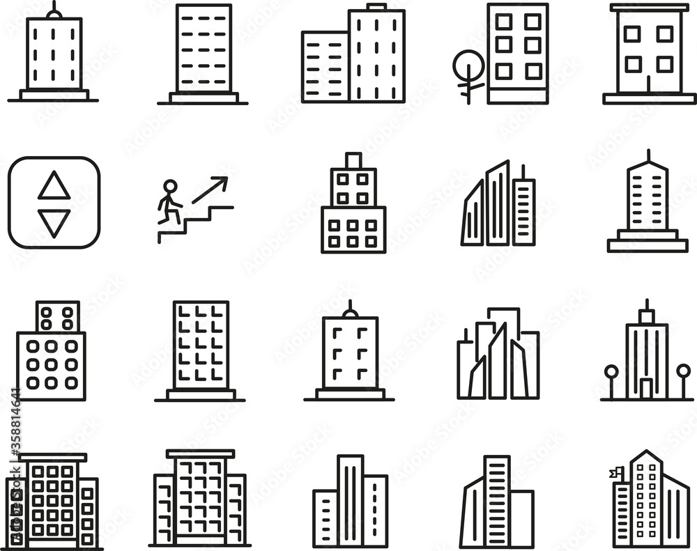 Buildings line icons. Urban Architecture, City Skyscraper Buildings line icons. Urban Architecture, City Skyscraper