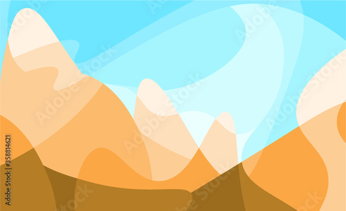 Geometric Mountain and Sunset Background  translucent waves, sea, abstract glass shapes, modern background, Trendy vector Illustration for Wallpaper, Banner, website , Card, Book Illustration, landing