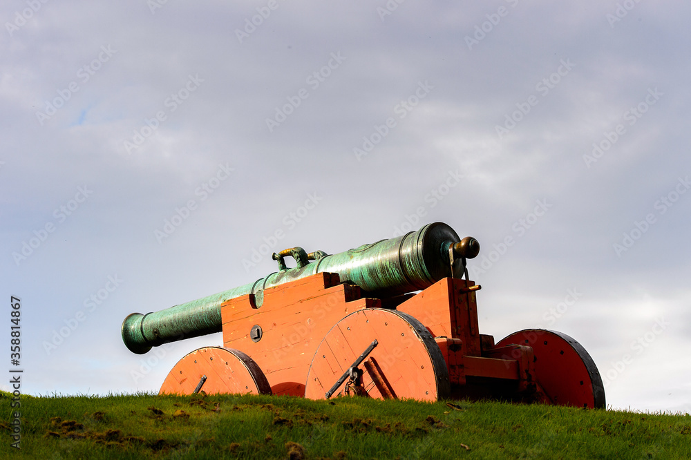 Cannon at the Akershus Fortress, a medieval castle that was used as a prison, Oslo, Norway. Cannon at the Akershus Fortress, a medieval castle that was used as a prison, Oslo, Norway.