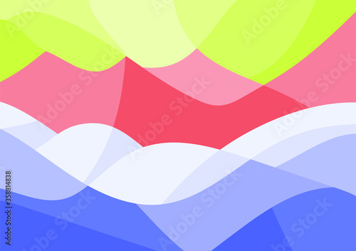 Geometric Mountain and Sunset Background  translucent waves, sea, abstract glass shapes, modern background, Trendy vector Illustration for Wallpaper, Banner, website , Card, Book Illustration, landing