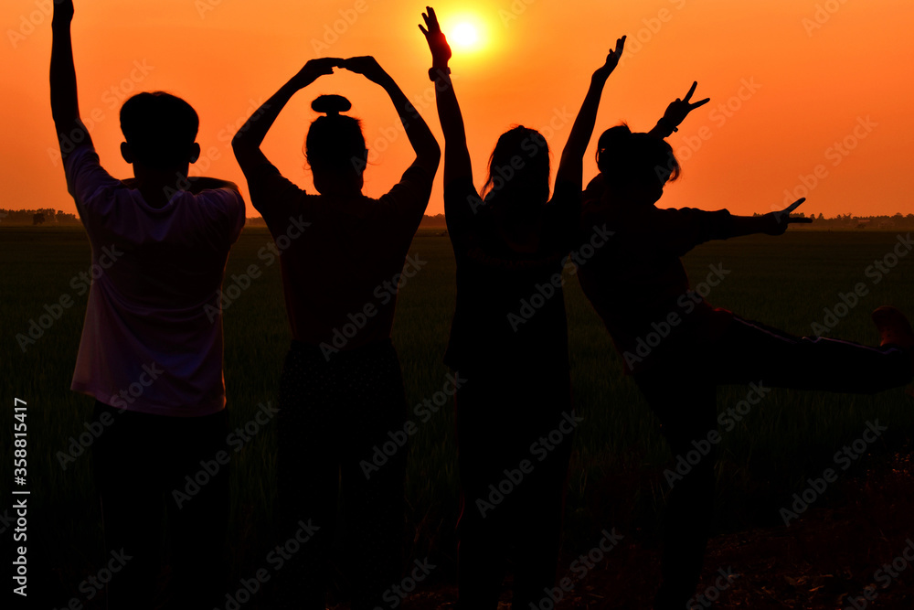 hadow of a friend who is having fun