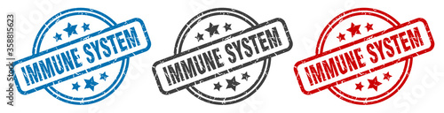 immune system stamp. immune system round isolated sign. immune system label set