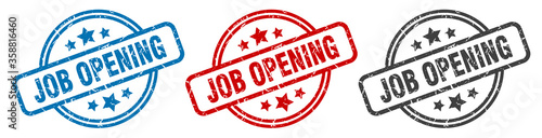 job opening stamp. job opening round isolated sign. job opening label set