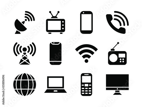 Telecommunication Icon Set Glyph