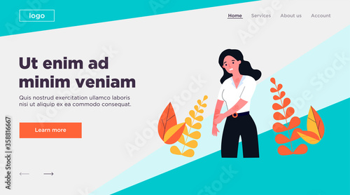 Sad woman scratching skin. Female character suffering from strong eczema or allergy. Vector illustration for disease, dermatology, sickness, symptoms concept
