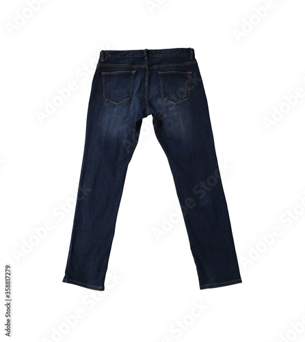 Blue denim jeans isolated on white background.