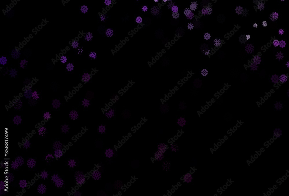 Dark Purple vector cover with beautiful snowflakes.
