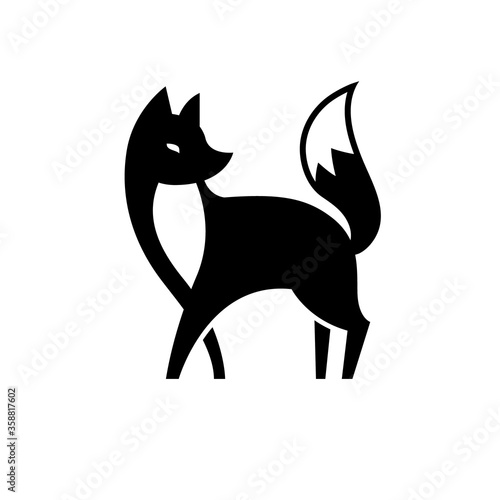 Vector isolated black and white fox icon. Creative logo concept