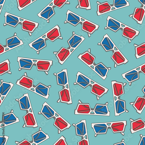 Vector seamless pattern design with 3d glasses
