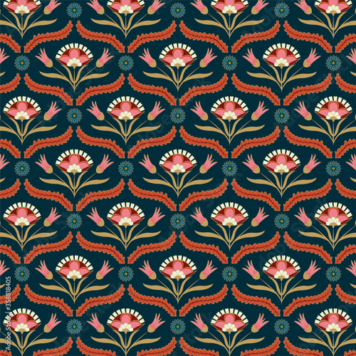Seamless pattern with colorful flowers