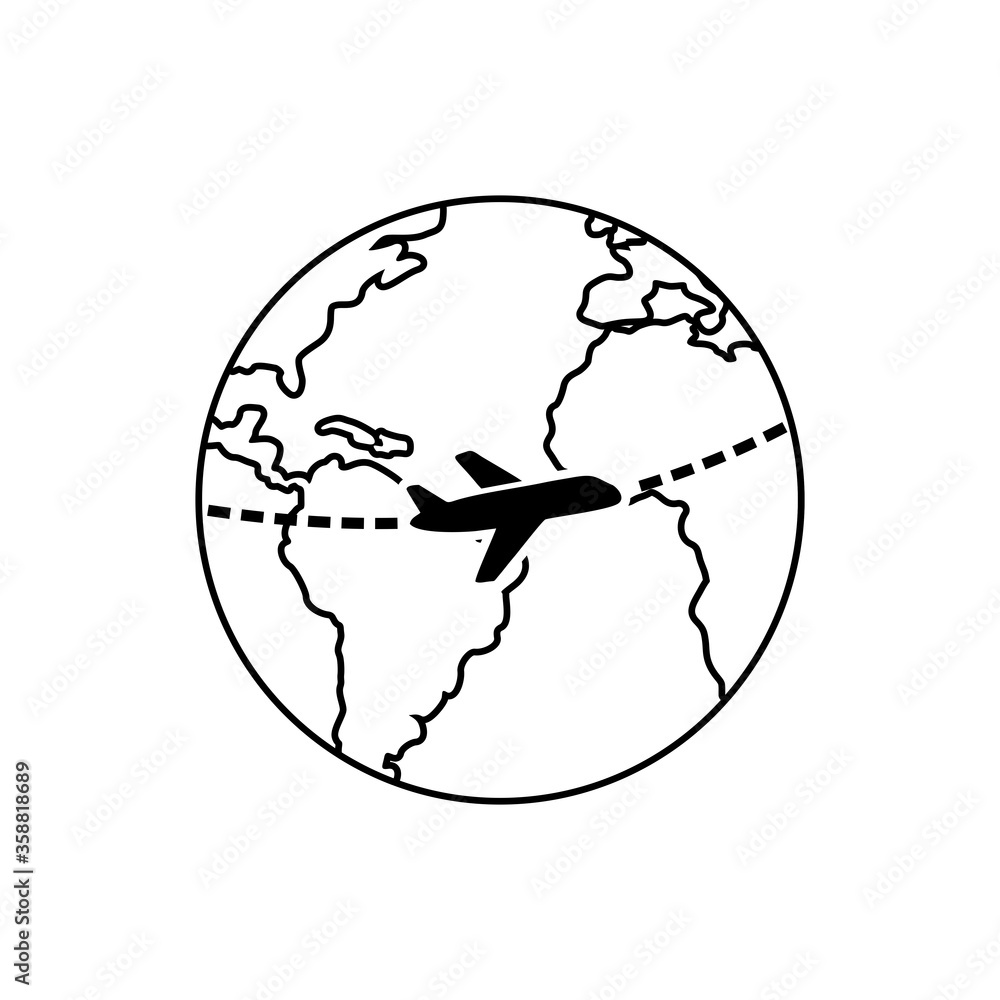 plane fly around the earth for transportation and cargo vector illustration design plane fly around the earth for transportation and cargo vector illustration design