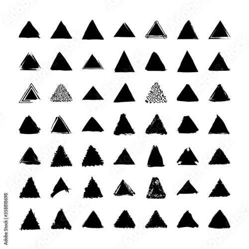 Collection of vector rhombus blots, grunge textures, spots, borders, stains, frames, splashes, ink brushes, and backdrops. Set for any design. Hand-drawn silhouettes and shapes on a white background.
