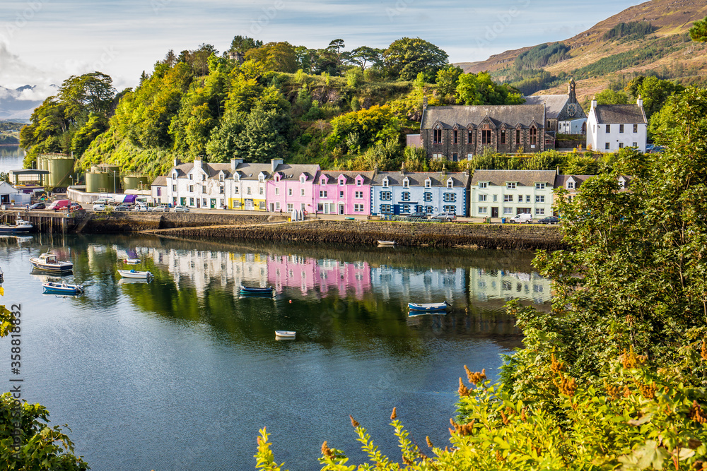 Landscape of the Portree, capital and largest town on The Isle of Skye, Scotland, UK.