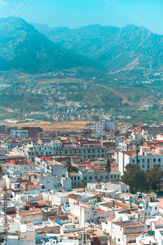 Tetouan in Northern Morocco with Rif Mountains in the background 