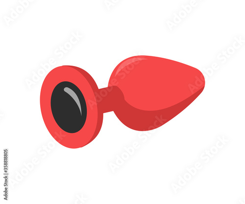 Vector illustration of sex toy on a white background. Symbol of the red item for relaxes, sex, and wellness. Template for a sex shop or erotic site.