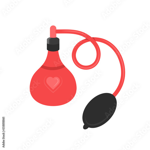 Vector illustration of sex toy on a white background. Symbol of the red item for relaxes, sex, and wellness. Template for a sex shop or erotic site.