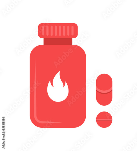 Vector illustration of sex toy on a white background. Symbol of the red item for relaxes, sex, and wellness. Template for a sex shop or erotic site.
