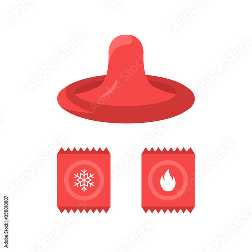 Vector illustration of sex toy on a white background. Symbol of the red item for relaxes, sex, and wellness. Template for a sex shop or erotic site.