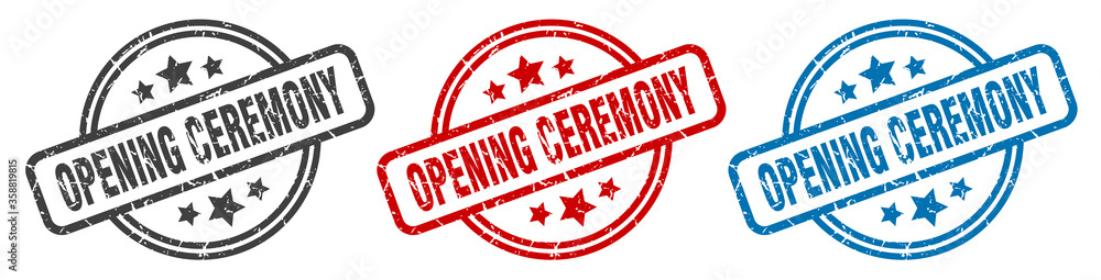 opening ceremony stamp. opening ceremony round isolated sign. opening ceremony label set opening ceremony stamp. opening ceremony round isolated sign. opening ceremony label set