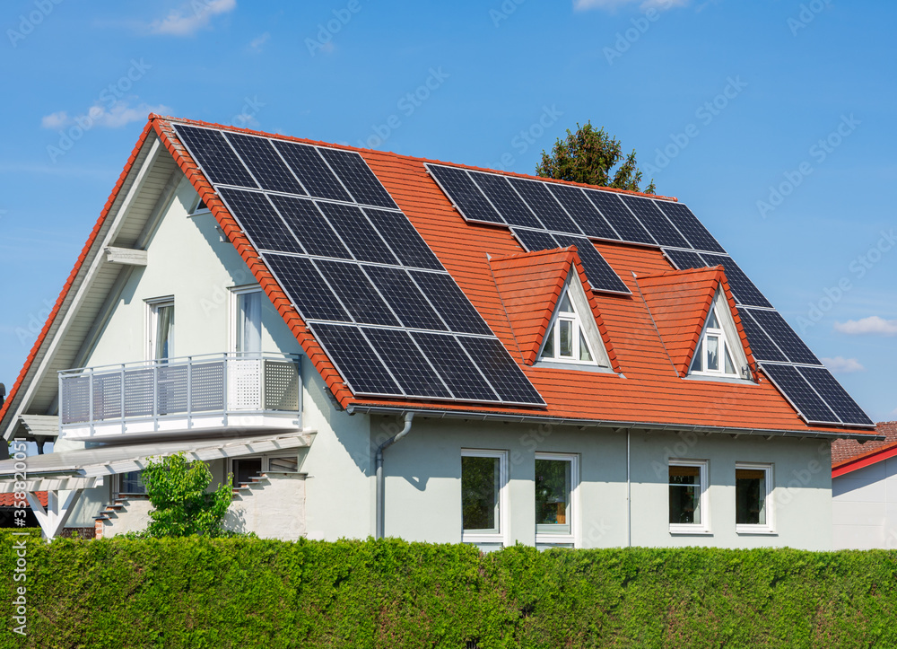 Alternative Energy for a Innovative House. House and surroundings modified with photoshop.
