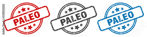 paleo stamp. paleo round isolated sign. paleo label set